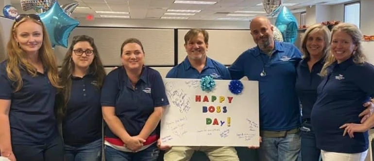 American Mortgage Services staff celebrating Boss Day